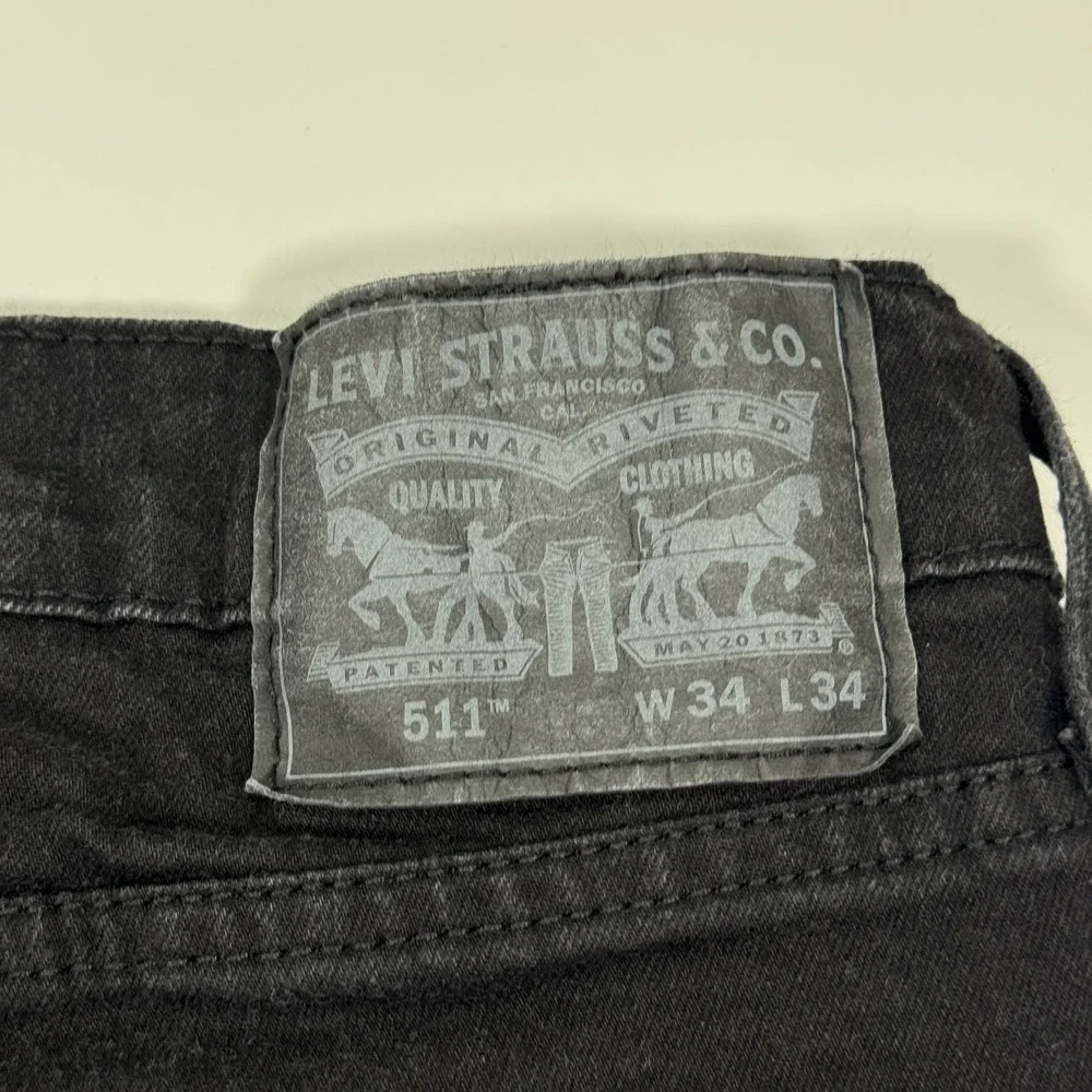 Levis 511 Mens Jeans 34x34 Fit 32x32 Black Slim Fit Straight Leg Denim Stretch